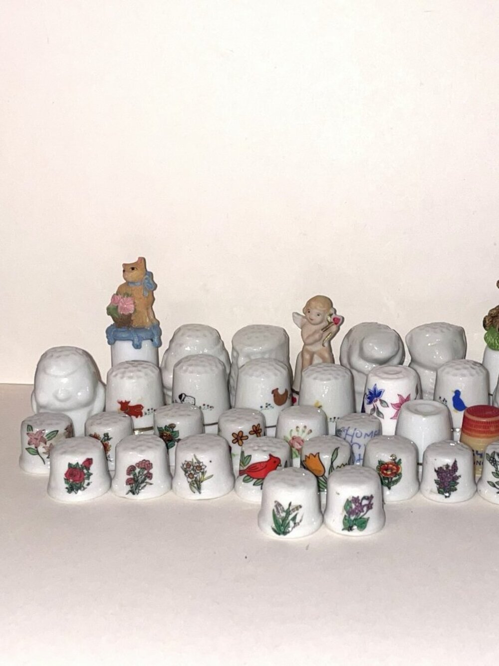 Collection of 37 Vintage Sewing Thimbles – Ceramic, Bone China, Porcelain & More